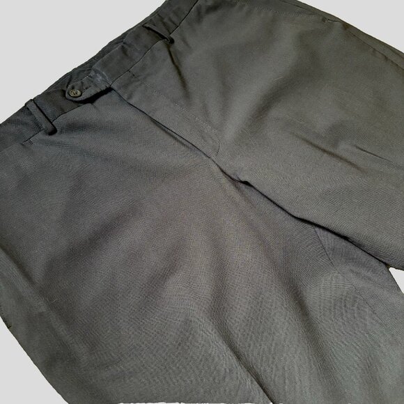 Coppley $330 Men's‎ Dress Pants 40x29 Black Wool Trousers Flat Front Canada Made - Picture 8 of 10